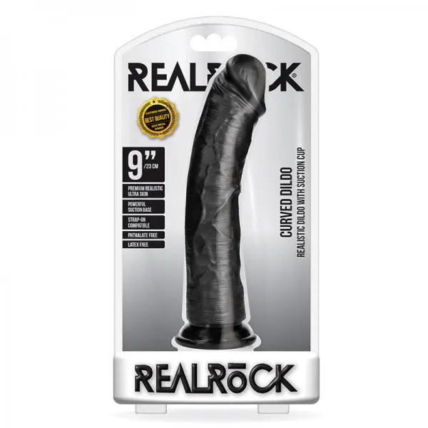 Female Sex Toys Realrock Curved Realistic Dildo With Suction Cup 9 In Dark Seductucom