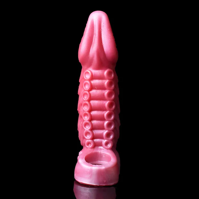 FAAK Male Sex Toys FAAK Red Dragon Fantasy Monster Silicone Penis Sleeve Cock Extender 304