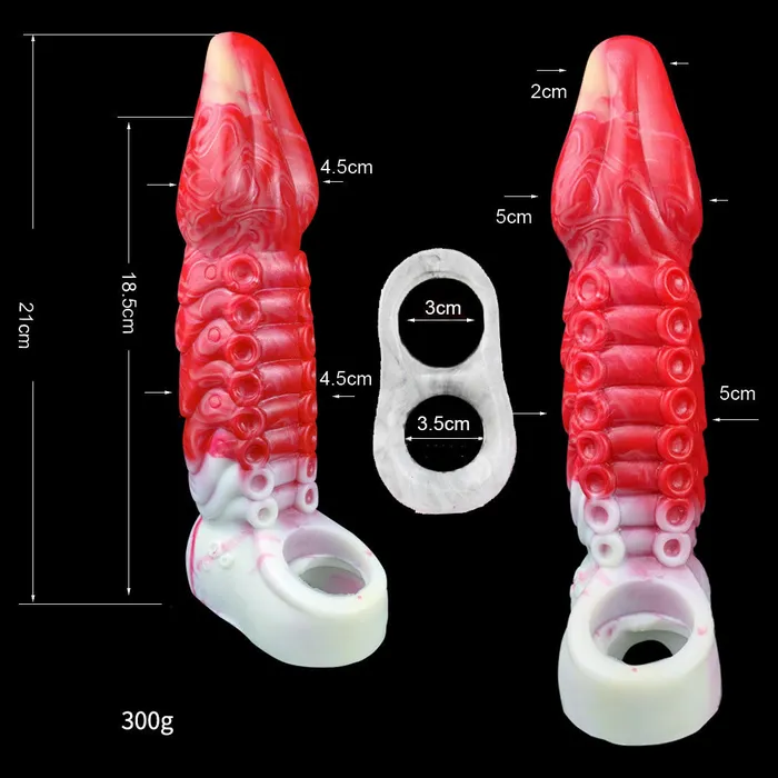 FAAK Male Sex Toys FAAK Red Dragon Fantasy Monster Silicone Penis Sleeve Cock Extender 304