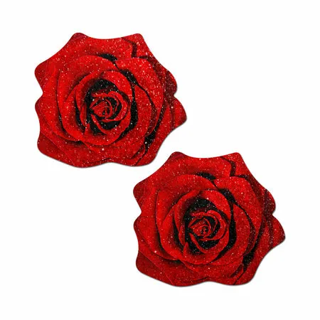 Vibrators Pastease Glitter Blooming Rose Pasties Red Pastease