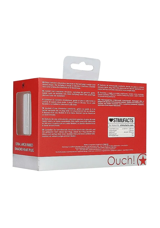 Ouch OUCH Extra Large Ribbed Diamond Heart Plug Anal