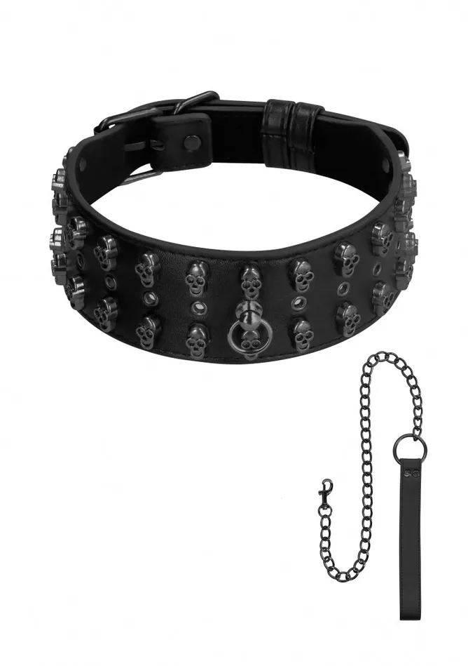 Ouch Skulls And Bones Neck Chain With Skulls And Leash Black Shots America Couples Ouch Skulls And Bones Neck Chain With Skulls And Leash Black Shots America Couples