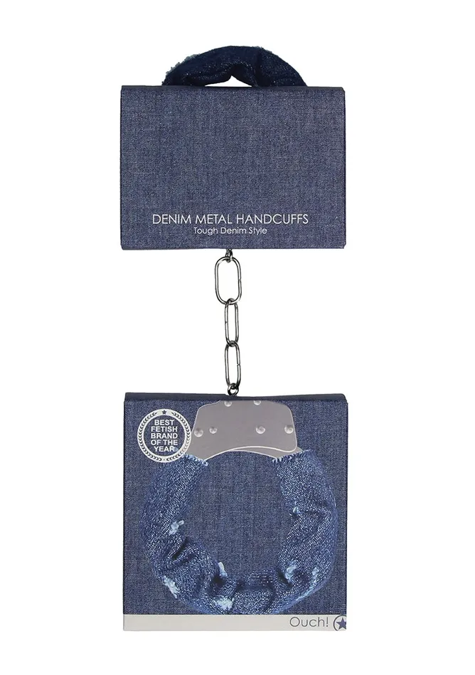 Vibrators Denim Metal Handcuffs Roughend Denim Style Blue Shots America
