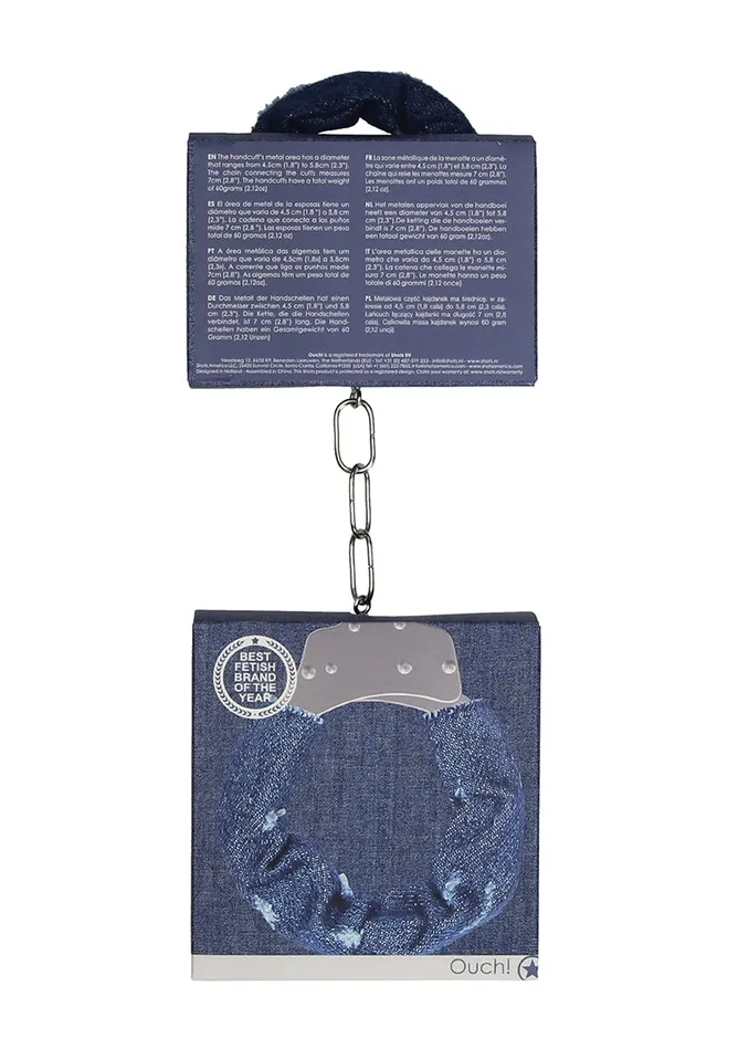 Vibrators Denim Metal Handcuffs Roughend Denim Style Blue Shots America