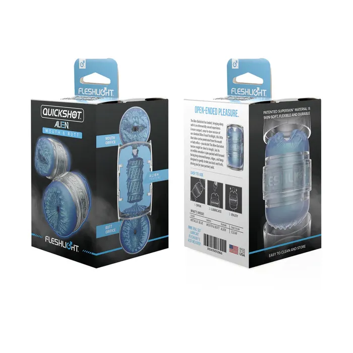Fleshlight Vibrators Quickshot Alien Blue Metallic MouthButt