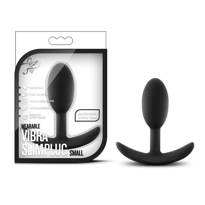 Anal Blush Luxe Wearable Vibra Slim Plug Sm Black
