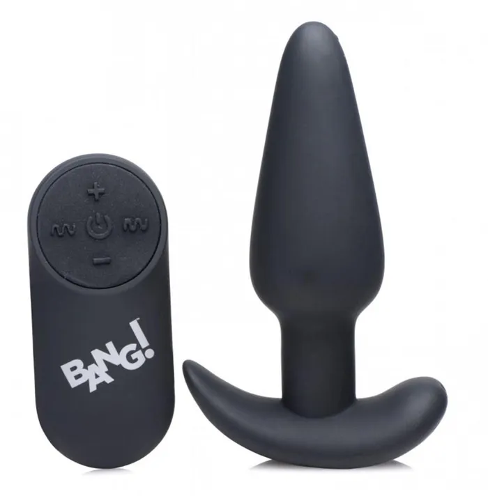 Bang Bang Remote Control 21X Vibrating Silicone Butt Plug Black Ag374Small Bang Anal Bang Bang Remote Control 21X Vibrating Silicone Butt Plug Black Ag374Small Bang Anal