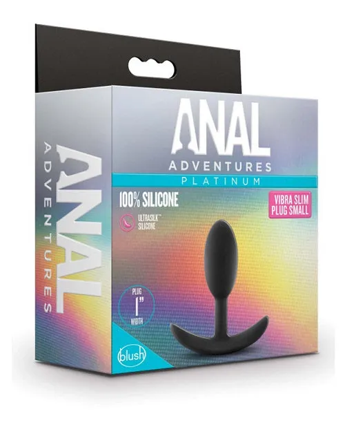 Blush Novelties Male Sex Toys Anal Adventures Platinum Silicone Vibra Slim Butt Plug SmallMedium
