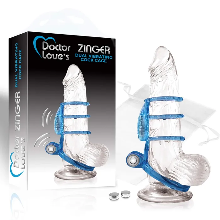 Doctor Loves Vibrators Doctor Love Zinger Dual Vibrating Cock Sleeve Blue
