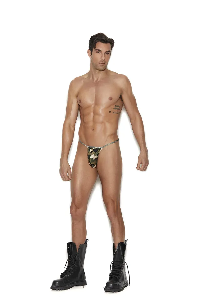 Elegant Moments Vibrators GString Pouch W TBack Camo OS