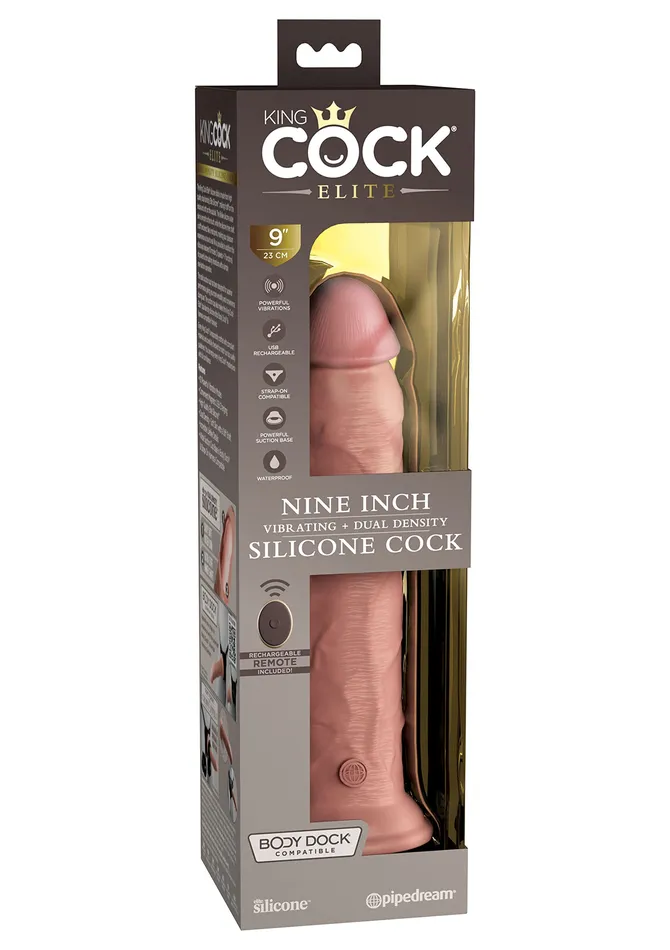 Female Sex Toys Pipedream King Cock Elite 9 In Vibrating Dual Density Light