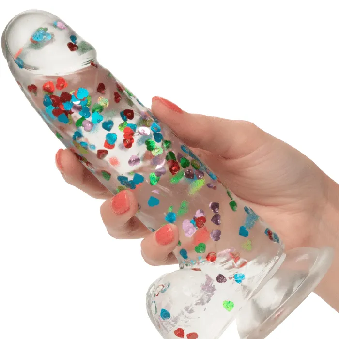 I Love Dick Heart Shaped Confetti 8 Inch Dildo CalExotics Dildos