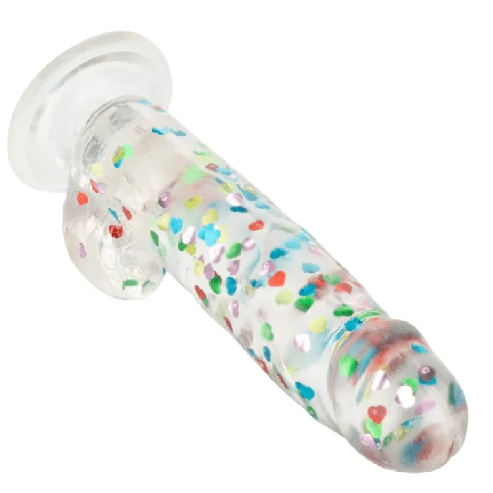 I Love Dick Heart Shaped Confetti 8 Inch Dildo CalExotics Dildos