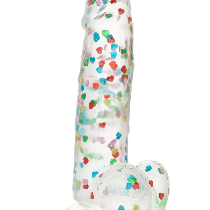 I Love Dick Heart Shaped Confetti 8 Inch Dildo CalExotics Dildos