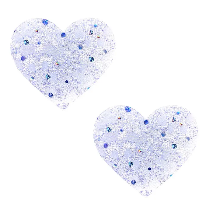 Neva Nude LLC Neva Nude Pasty Heart Sequin Lace White Female Sex Toys