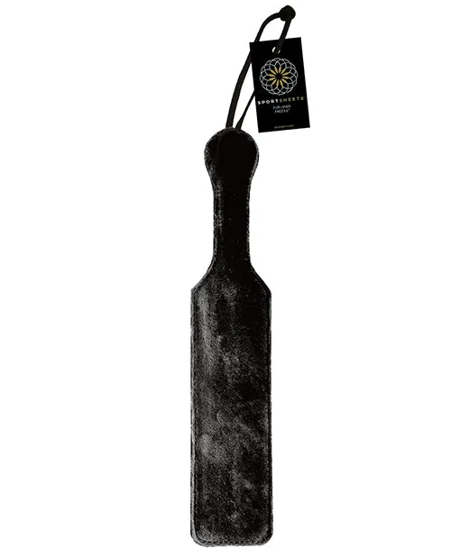 Restraints Sportsheets Leather Paddle wBlack Fur