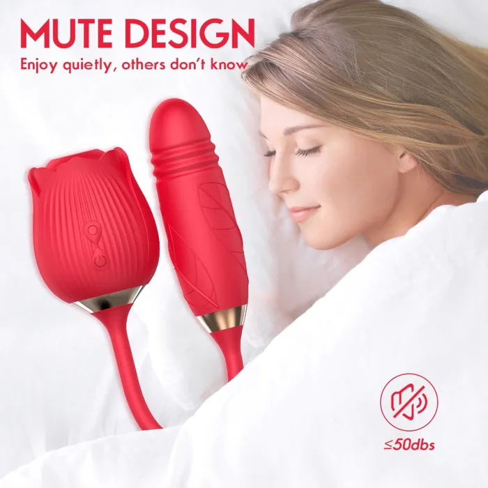 2in1 Clit Suction and Vaginal Telescopic Vibrator 10speed Roseshaped Vibrator Womens Sex Toys EVEs SECRETS Vibrators