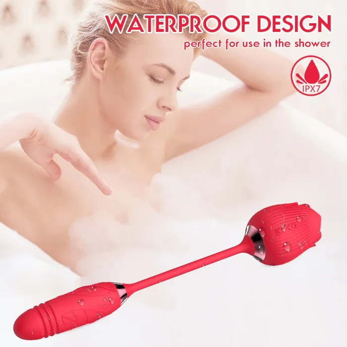 2in1 Clit Suction and Vaginal Telescopic Vibrator 10speed Roseshaped Vibrator Womens Sex Toys EVEs SECRETS Vibrators