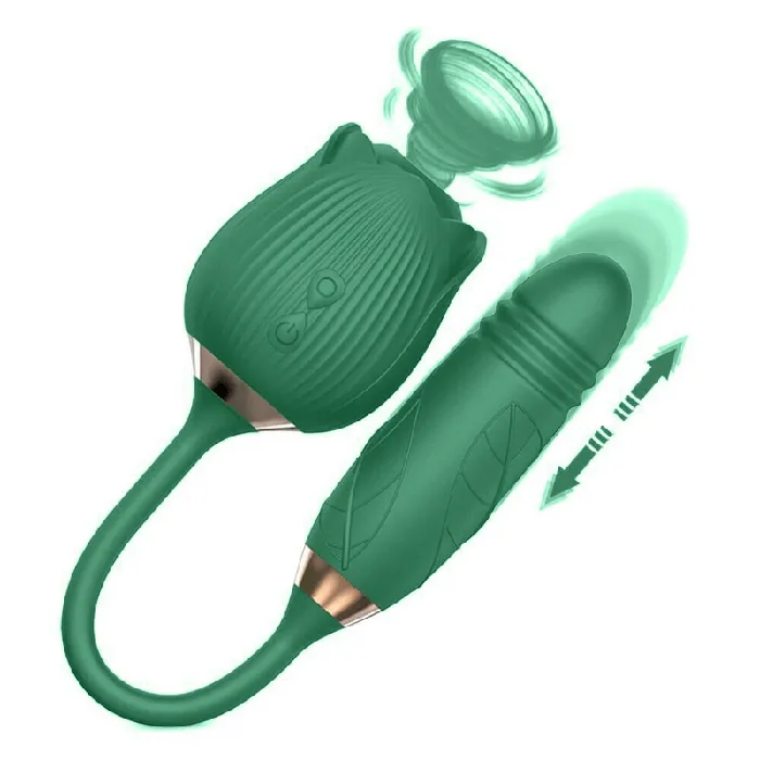 2in1 Clit Suction and Vaginal Telescopic Vibrator 10speed Roseshaped Vibrator Womens Sex Toys EVEs SECRETS Vibrators