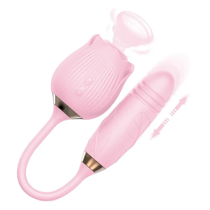 2in1 Clit Suction and Vaginal Telescopic Vibrator 10speed Roseshaped Vibrator Womens Sex Toys EVEs SECRETS Vibrators