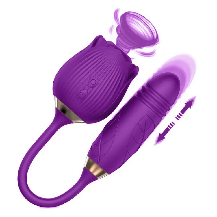 2in1 Clit Suction and Vaginal Telescopic Vibrator 10speed Roseshaped Vibrator Womens Sex Toys EVEs SECRETS Vibrators