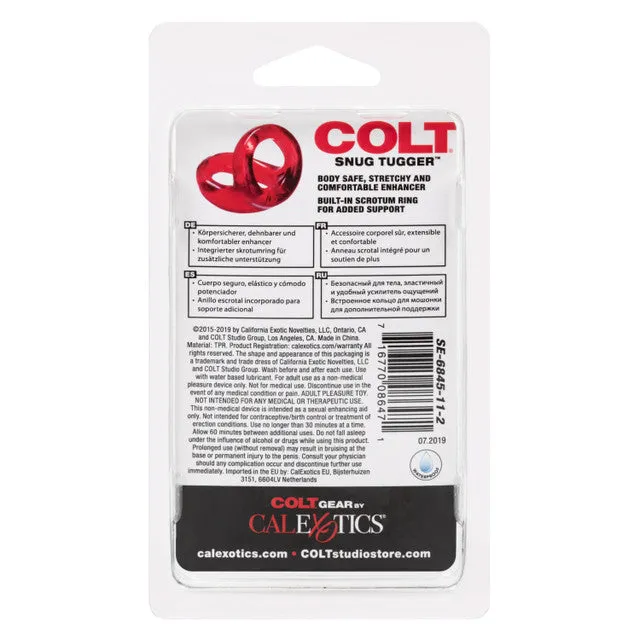 Colt SNUG TUGGER Cock and Ball Ring for Stronger Erections Red CalExotics Male Sex Toys
