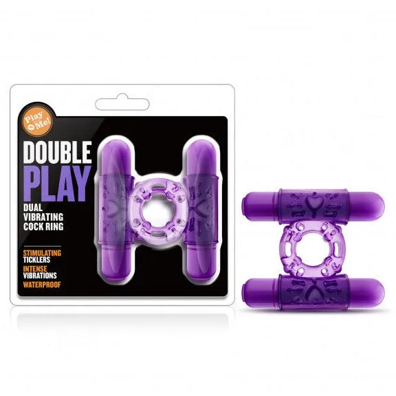 Couples Blush Novelties PLAY WITH ME DOUBLE PLAY DUAL VIBRATING COCK RING with 2 Purple Bullet Vibrators Couples Blush Novelties PLAY WITH ME DOUBLE PLAY DUAL VIBRATING COCK RING with 2 Purple Bullet Vibrators