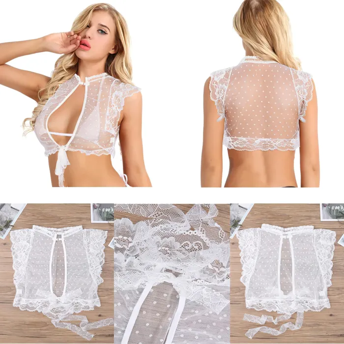 EVEs SECRETS Hosiery Womens Transparent Sexy Lingerie With Floral Pattern Lace Sheer Mesh Wireless Bra Crop Top