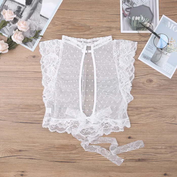 EVEs SECRETS Hosiery Womens Transparent Sexy Lingerie With Floral Pattern Lace Sheer Mesh Wireless Bra Crop Top