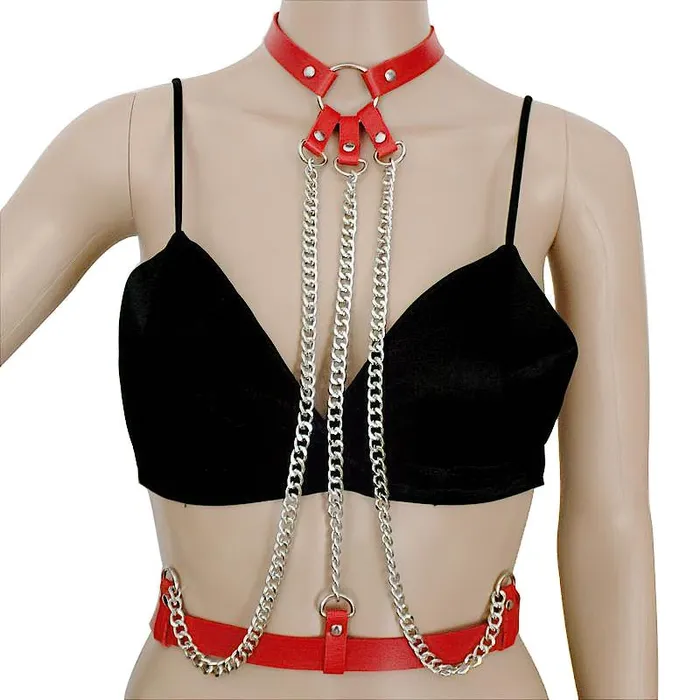 EVEs SECRETS Ladies Leather Straps Body Suspenders with Chains Fetish Style Body Harness Accessories Female Sex Toys