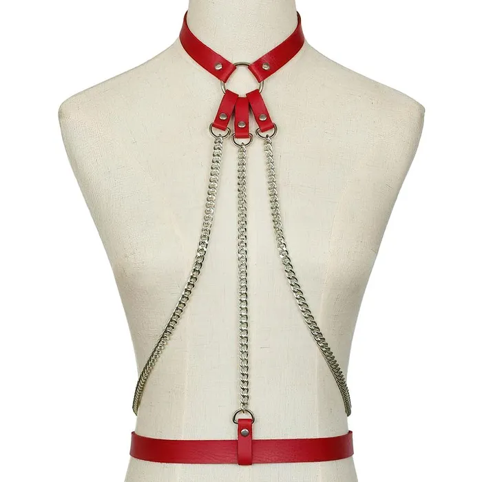 EVEs SECRETS Ladies Leather Straps Body Suspenders with Chains Fetish Style Body Harness Accessories Female Sex Toys