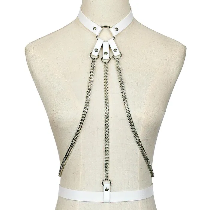 EVEs SECRETS Ladies Leather Straps Body Suspenders with Chains Fetish Style Body Harness Accessories Female Sex Toys