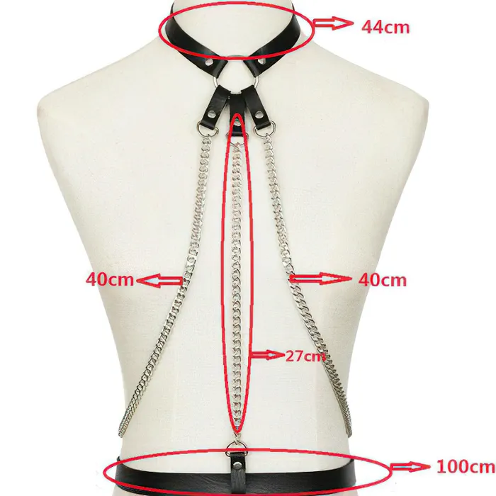 EVEs SECRETS Ladies Leather Straps Body Suspenders with Chains Fetish Style Body Harness Accessories Female Sex Toys