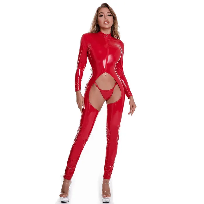 EVEs SECRETS Male Sex Toys Womens Sexy Crotchless Catsuit with Open Butt LaceUp Back Skinny Outfits