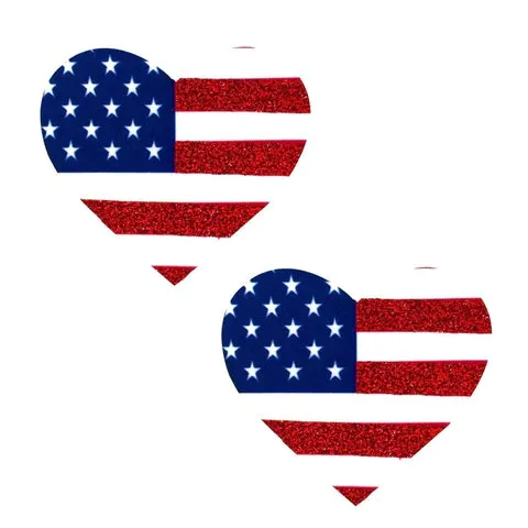 Female Sex Toys Neva Nude American Flag Heart Nipple Cover Pasties