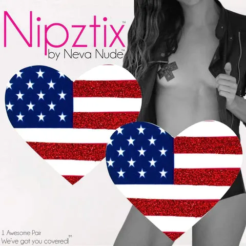 Female Sex Toys Neva Nude American Flag Heart Nipple Cover Pasties