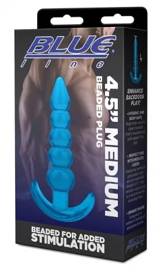 Flirt Adult Store Anal BLUE LINE MEDIUM BEADED PLUG