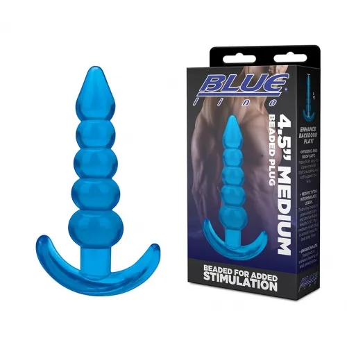 Flirt Adult Store Anal BLUE LINE MEDIUM BEADED PLUG