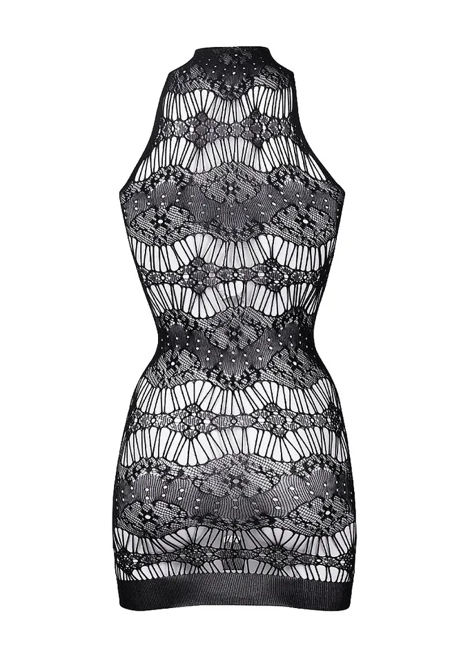 Le Desir Bliss Lingerie CRISS CROSS NECK WITH LACE PATTERN MINI DRESS Black Le Desir Bliss Lingerie Female Sex Toys