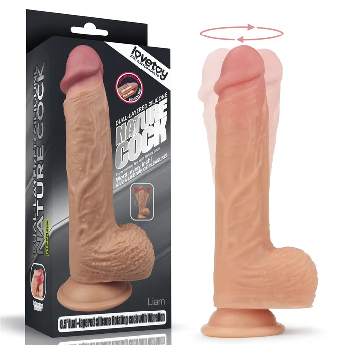 LoveToy Female Sex Toys 85inch Dual layered Silicone Rotating Cock Liam