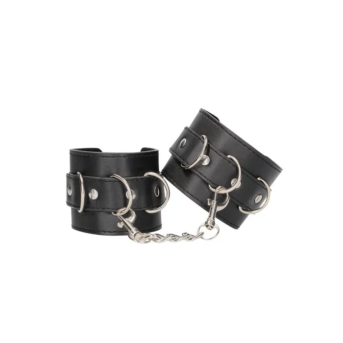 OUCH BLACK AND WHITE BONDED LEATHER WRIST OR ANKLE CUFFS SHOTS Restraints OUCH BLACK AND WHITE BONDED LEATHER WRIST OR ANKLE CUFFS SHOTS Restraints