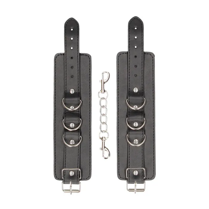 OUCH BLACK AND WHITE BONDED LEATHER WRIST OR ANKLE CUFFS SHOTS Restraints OUCH BLACK AND WHITE BONDED LEATHER WRIST OR ANKLE CUFFS SHOTS Restraints