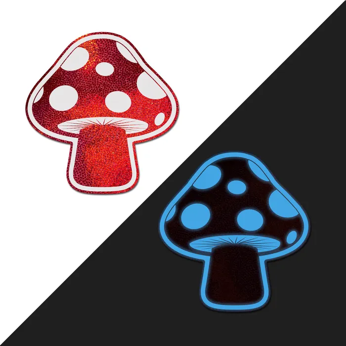 Pastease Female Sex Toys Mushroom Shiny Glow in the Dark Shroom Nipple Pasties