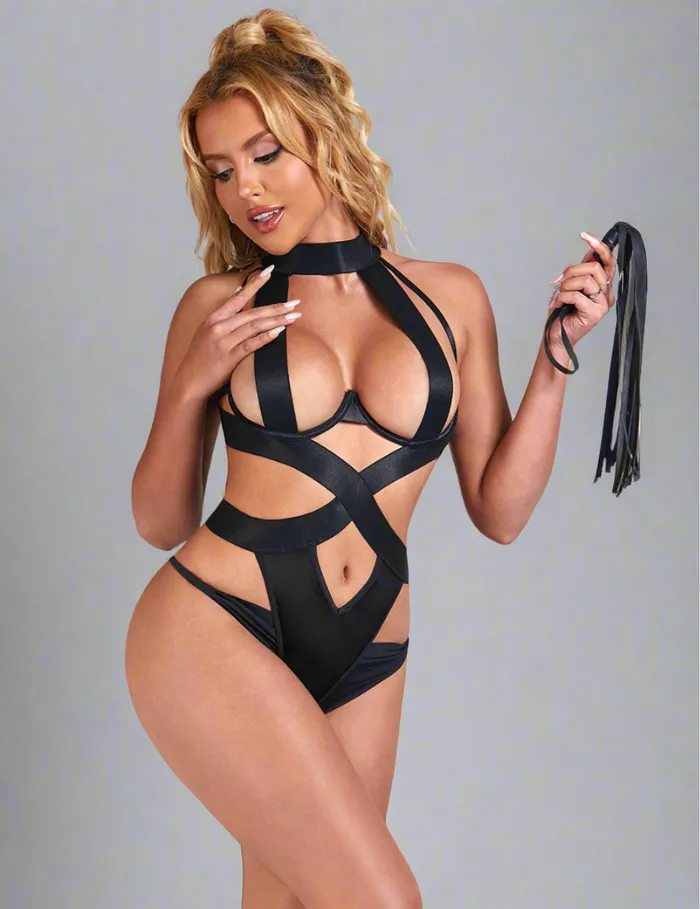 Scandals Lingerie Anal Bondage Black Sexy Harness Halter Bodysuit by Scandals Scandals Lingerie Anal Bondage Black Sexy Harness Halter Bodysuit by Scandals