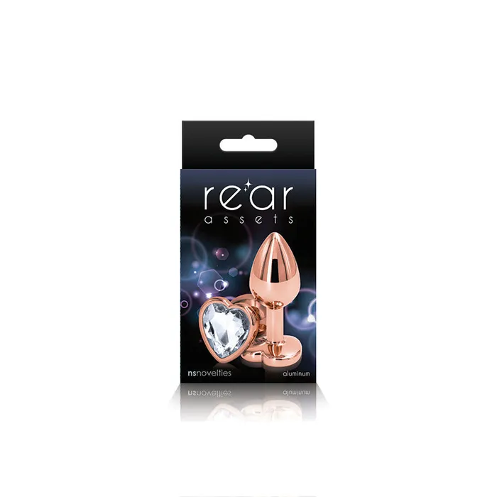 Anal Rear Assets Rose Gold Heart Plug Small Clear NS Novelties Anal Rear Assets Rose Gold Heart Plug Small Clear NS Novelties