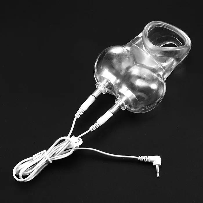 BallbustingToyscom Male Sex Toys Silicone Electric Shock Testicle Cage and Controller