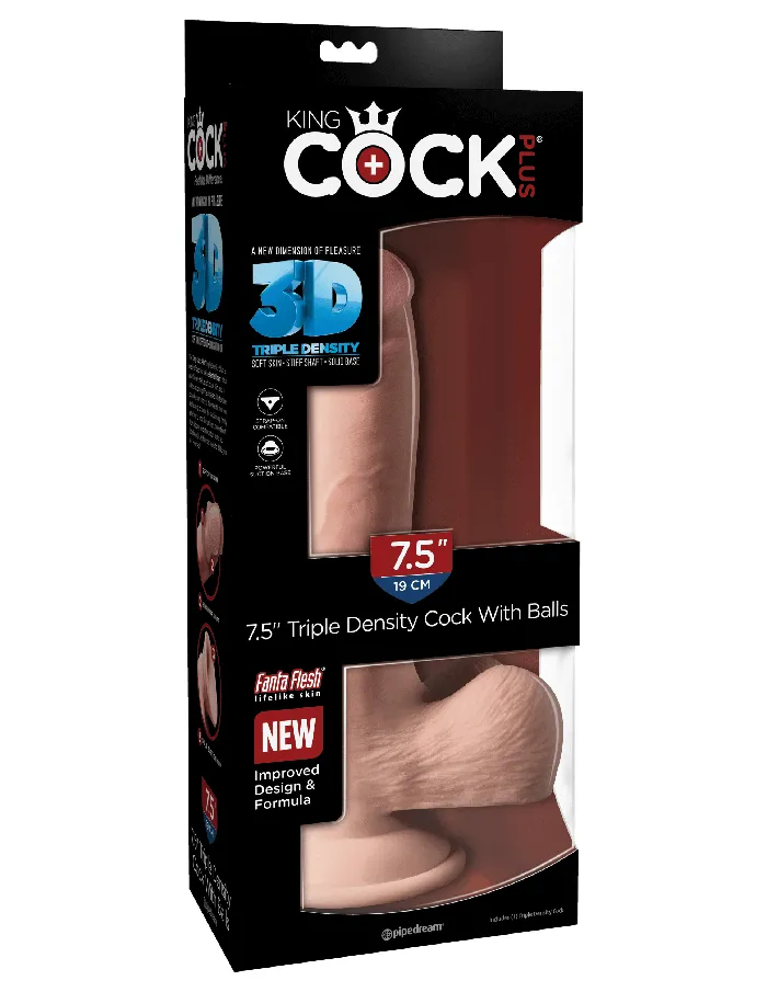 King Cock Dildos King Cock Plus 75 Triple Density Cock with Balls Light King Cock Dildos King Cock Plus 75 Triple Density Cock with Balls Light