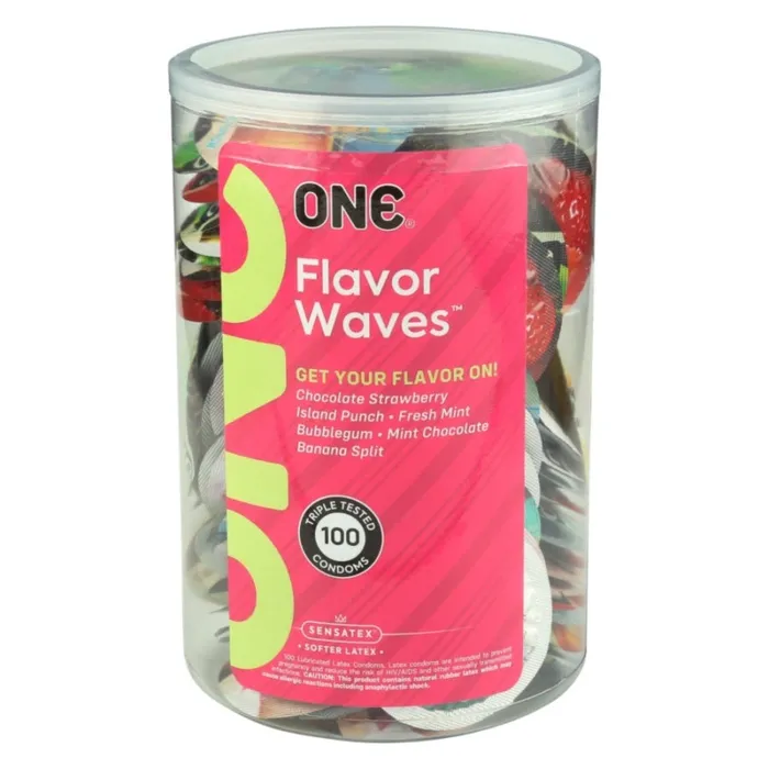 One ONE FlavorWaves Condoms Bowl of 100 Vibrators