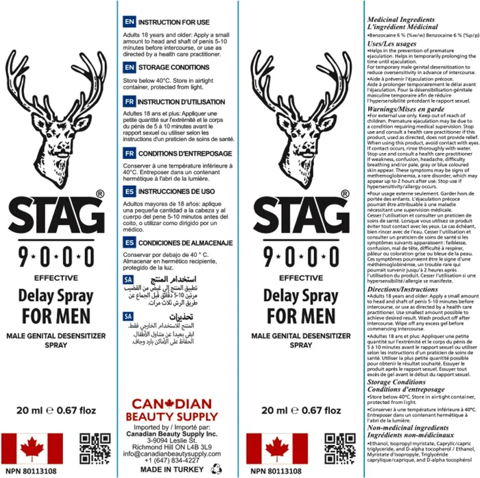 STAG 9000 Delay Spray For Men 20mL STAG Female Sex Toys