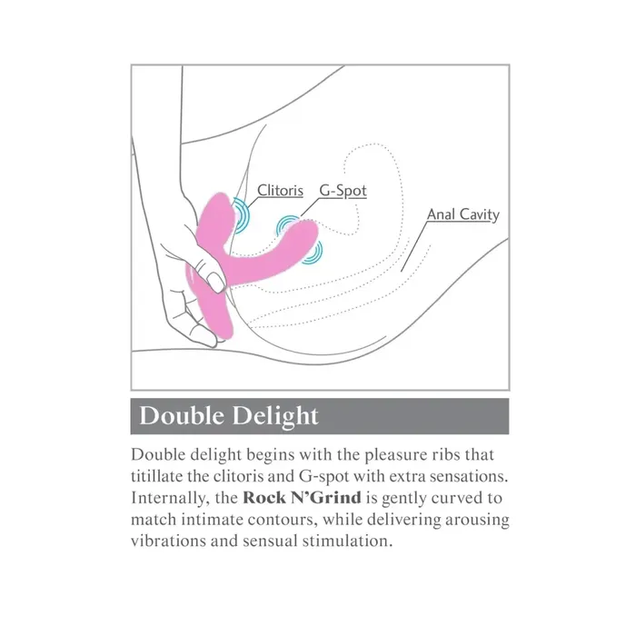 3Some Female Sex Toys 3Some Rock n Grind Rechargeable RemoteControlled Dual Stimulation Silicone Vibrator